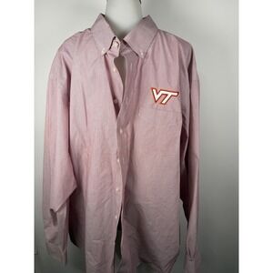 Chestnut Hill Mens 3XL Red White Stripe Button Down VT Logo Casual Shirt